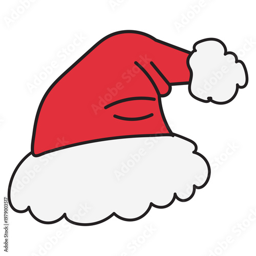 Adobe Stock Christmas Hat Icon - Festive Red Santa Cap Illustration for Holiday Designs