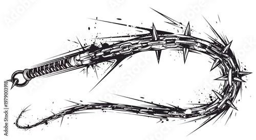 Spiked Whip Weapon Illustration