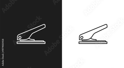 Hole puncher icon illustration on black and white background