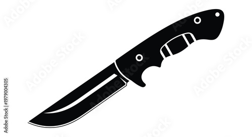 Black silhouette of a tactical survival hunting knife vector illustration icon