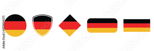 Free Download Germany Flag Icon Set – German Tricolor Symbols in Circle Shield Rounded and Geometric Shapes - GFXLoad