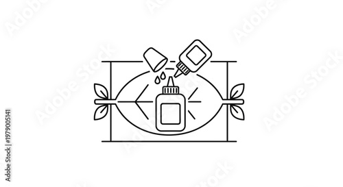 Eco-friendly glue bottle with leaf motif, sustainable crafting and DIY icon