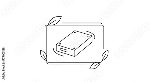 Eco-friendly packaging concept, sustainable product box with green leaves, recycling symbol