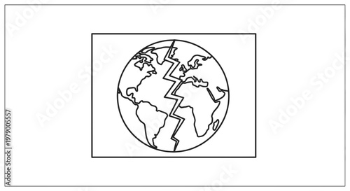 Cracked Earth Globe Icon - Global Crisis, Environmental Disaster, Broken Planet