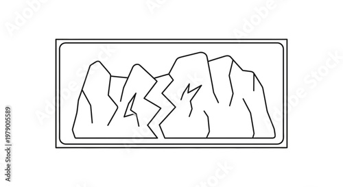 Cracked Mountain Range Outline Icon Vector Illustration