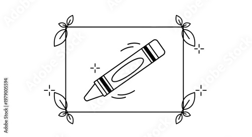 Creative crayon drawing, art, and creativity concept, simple line illustration