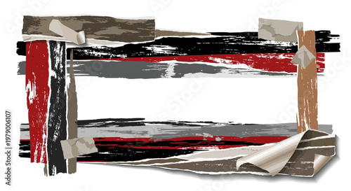 Torn Paper Frame with Grunge Texture and Tape