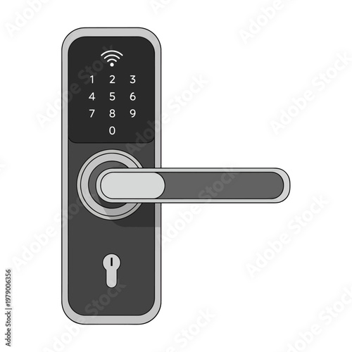 A modern electronic door lock with a digital keypad and wireless connectivity feature