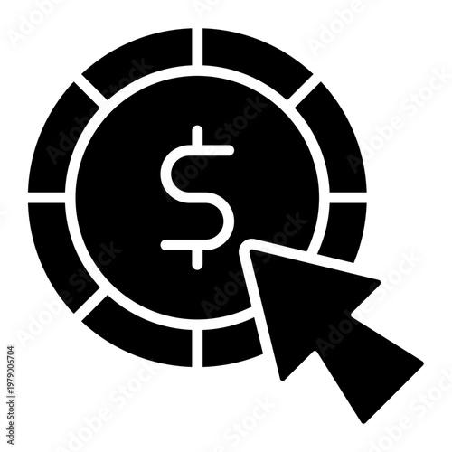 payment cursor glyph icon. money selection. transaction action. finance interface