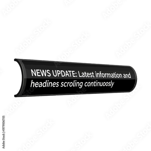 A digital information banner displaying scrolling text on a dark curved surface