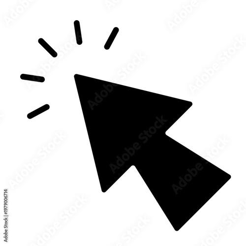 click pointer glyph icon. active press action. user input. interface response