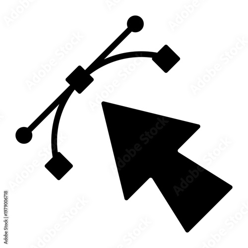 bezier edit glyph icon. path adjustment tool. vector editing. graphic design