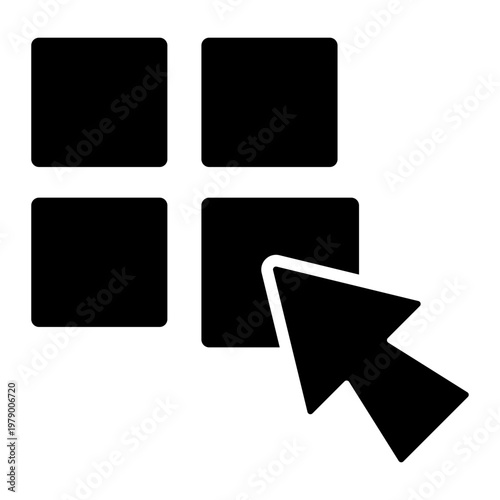 grid cursor glyph icon. layout selection. menu option. interface navigation