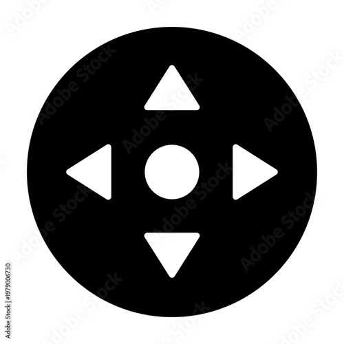 navigation control glyph icon. directional pad. movement input. interface control
