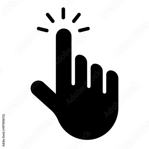 tap gesture glyph icon. finger press action. touch input. mobile interaction