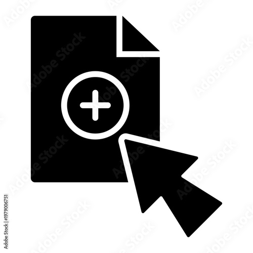 add file glyph icon. document upload. create file. system action