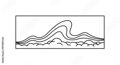 Abstract Wave Lines Over Clouds Minimalist Design
