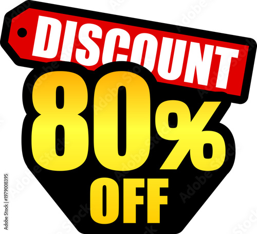 80％オフのセールを表すディスカウントラベル　80 Percent Off Discount Label – Special Offer Sale Tag
