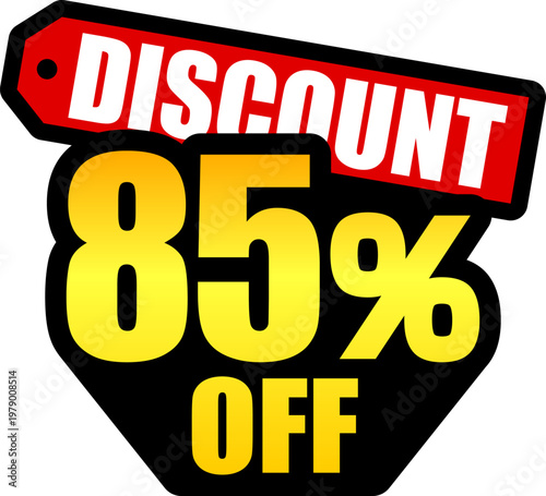 85％オフのセールを表すディスカウントラベル　85 Percent Off Discount Label – Special Offer Sale Tag
