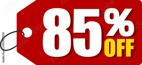 85％オフのセールを表すディスカウントラベル　85 Percent Off Discount Label – Special Offer Sale Tag

