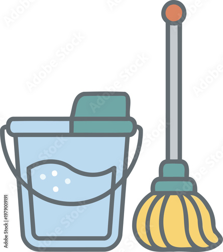 Mop and Bucket Icon