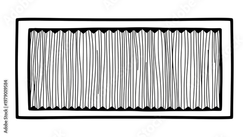 A monochrome rectangular border featuring an inner field of uneven vertical lines and jagged top and bottom edges, ideal for contemporary visual assets.