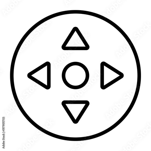 navigation control outline icon. directional pad. movement input. interface control