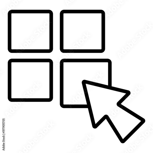 grid cursor outline icon. layout selection. menu option. interface navigation