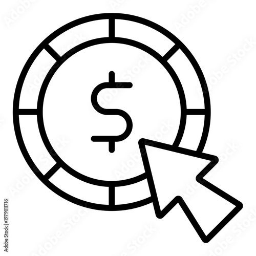 payment cursor outline icon. money selection. transaction action. finance interface