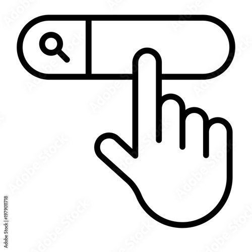 search tap outline icon. find input action. query search. browsing interface
