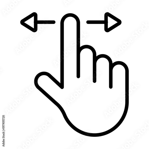 horizontal drag outline icon. side movement. adjust position. interface control