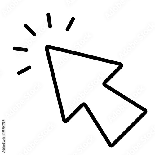 click pointer outline icon. active press action. user input. interface response