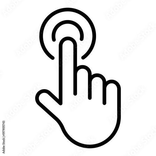 touch tap outline icon. finger selection. screen action. mobile interface
