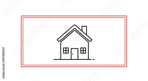 Simple House Icon Outline Vector Illustration, Minimalist Home Symbol, Real Estate Concept