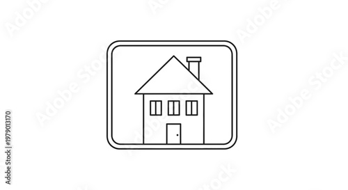 Simple House Icon Outline, Minimalist Real Estate Symbol, Vector Graphic