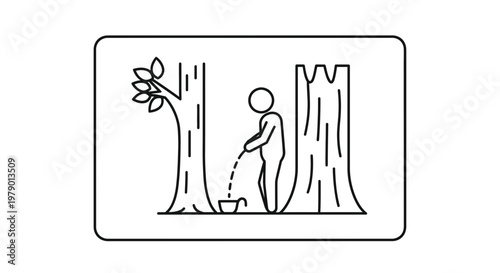 Person collecting sap from tree, nature, sustainable resource, outdoor activity