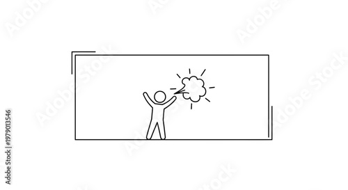 Person shouting with speech bubble, idea or announcement concept, simple line art