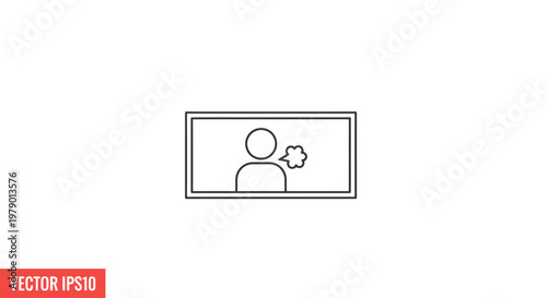 Person Speaking Icon on Screen, Communication and Online Presentation Concept