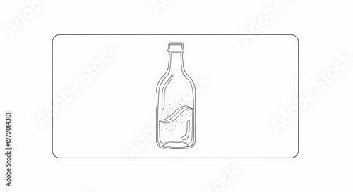Minimalist Outline of a Bottle with Liquid