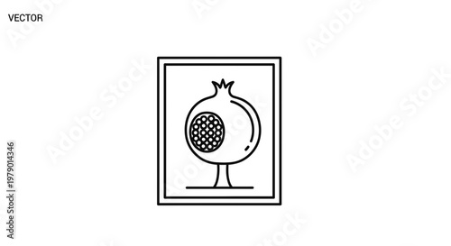 Minimalist Pomegranate Icon Vector Art