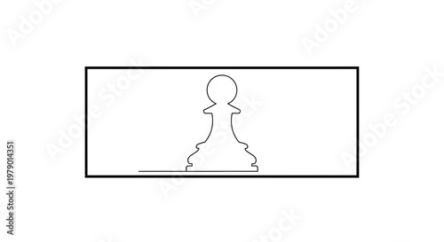Minimalist Pawn Chess Piece Silhouette on White Background
