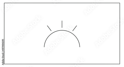 Minimalist Sunrise Icon with Rays on White Background