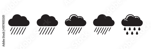 Cloud with rain streaks and droplets icons representing different types of precipitation.