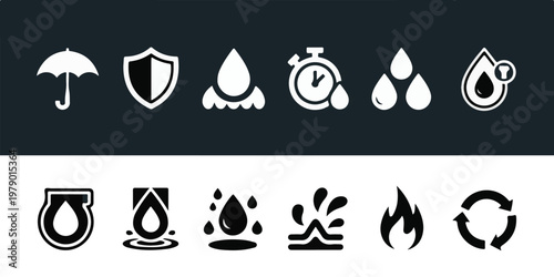 Water drop icons. solid silhouette symbols set. vector illustration of liquid and fluid signs.