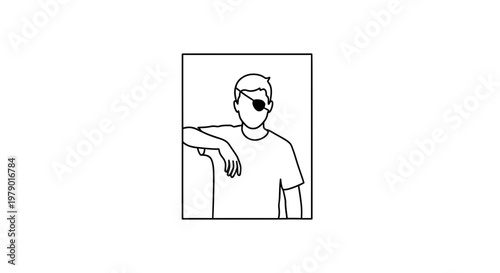 Man with Eye Patch and Sunglasses Leaning on a Surface