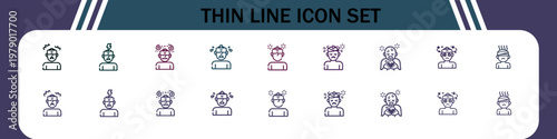 Thin Line Icon Set of People Avatars with PNG, EPS, JPG, AI Format