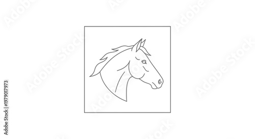 Elegant Horse Head Silhouette, Majestic Equine Profile, Minimalist Line Art