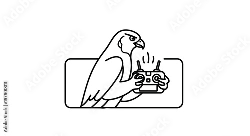 Falcon Drone Controller Icon: Bird of Prey Operating Remote Control for Aerial Photography