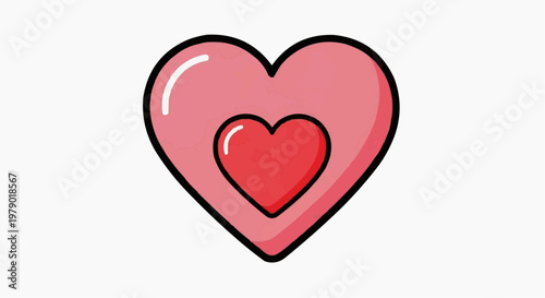 Two hearts nested in each other, a simple and elegant illustration conveying feelings of affection and love