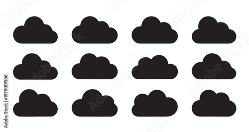 Different cloud shapes vector set for creative sky compositions and minimalist weather designs.